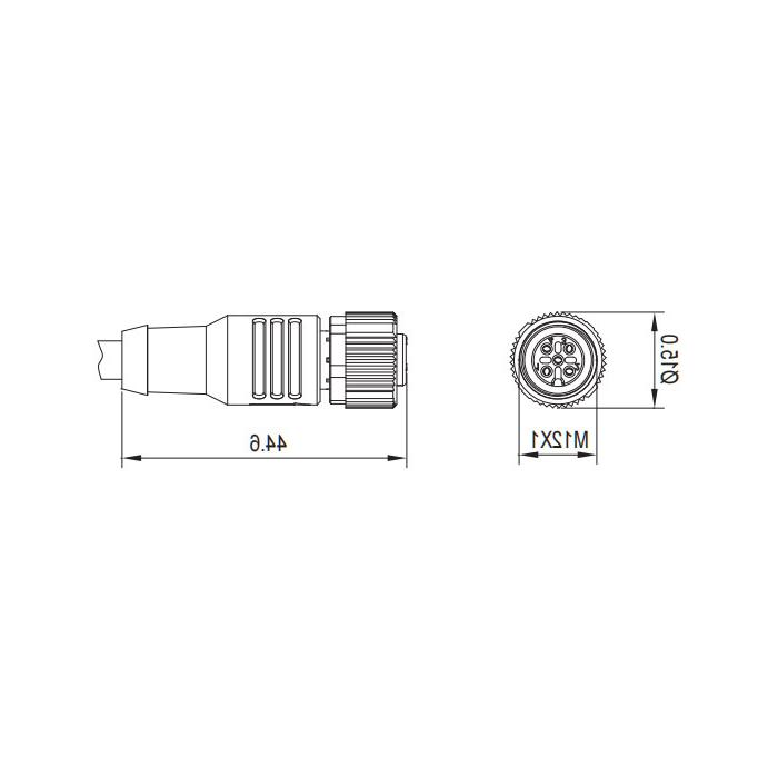 M12 4Pin、Straight type female、Single end pre cast PVC non flexible cable、With shielding、Red sheathed 、0C4241-XXX